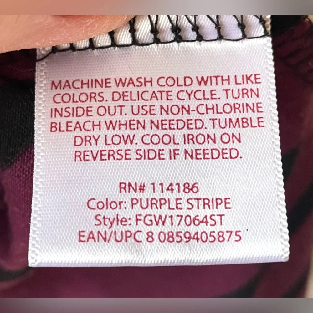 Faded Glory Plum Purple Black Stripe Lace Front Cap Sleeve Knit Top 4X 26W 28W - Picture 5 of 5